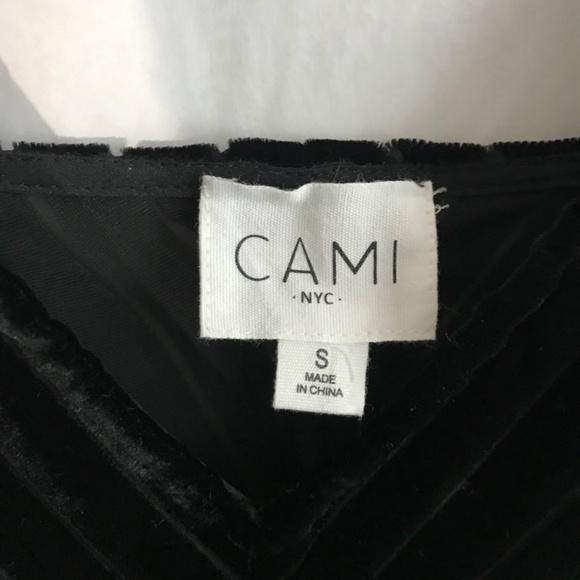 Cami NYC The Olivia Chevron Velvet Silk Blend Cami Tank S Black Mesh Stripes - Picture 7 of 9